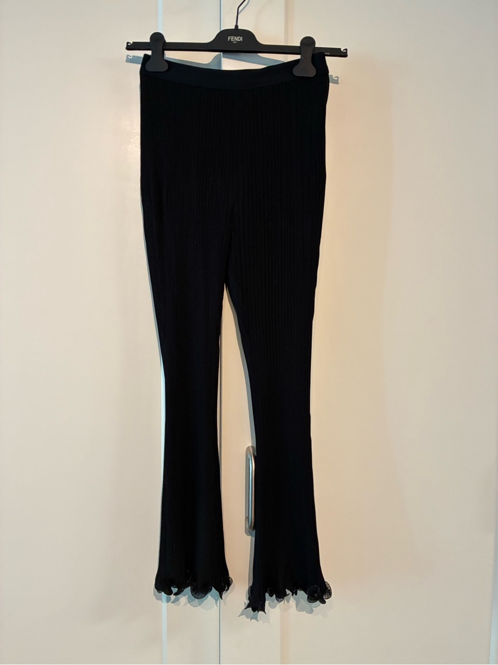 Givenchy XS Black Viscose Pleated Flare Pants
